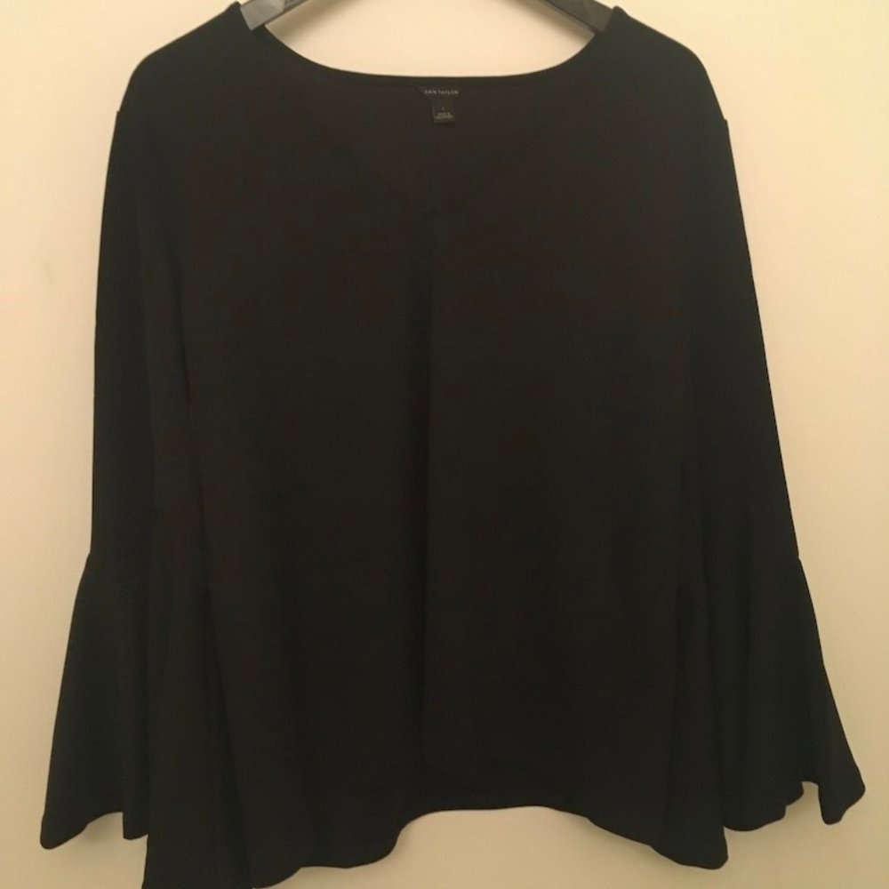 Black Bell Sleeve Ann Taylor Top